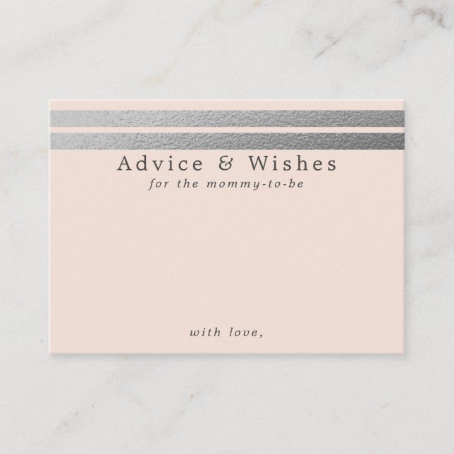 Chic Silver Foil Stripes | Blush Pink Advice Cards (Front)