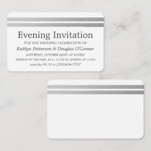 Chic Silver Foil Stripes Evening Event Ticket