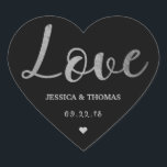Chic Silver Foil Typography Script Love Wedding Heart Sticker<br><div class="desc">Celebrate in style with these modern and very trendy wedding favour stickers. The design is easy to personalise with your special event wording and your guests will be thrilled when they see these fabulous stickers.</div>