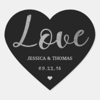 Chic Silver Foil Typography Script Love Wedding