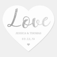 Chic Silver Foil Typography Script Love Wedding