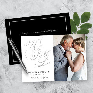 Chic Silver Foil Wedding Anniversary Vow Renewal Invitation