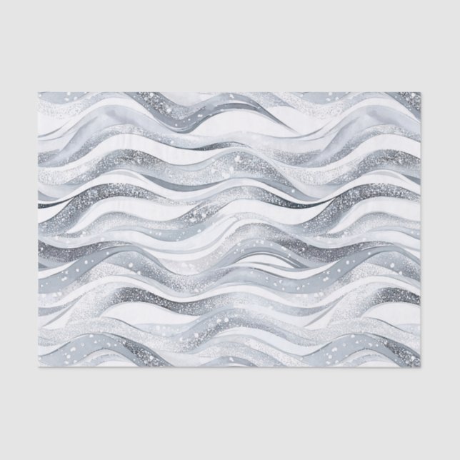 Chic Silver Glam Abstract Birthday Tissue Paper (Front)