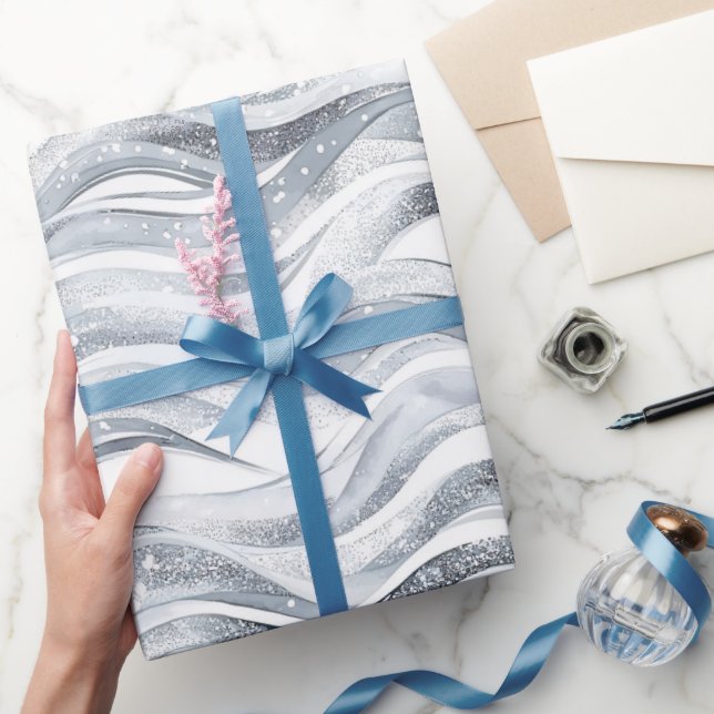 Chic Silver Glam Abstract Birthday Wrapping Paper (Gifting)