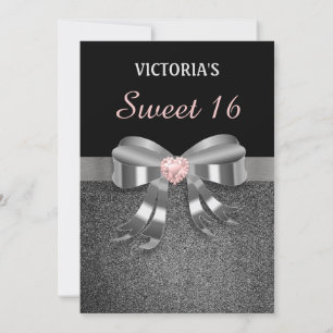 Chic Silver Glitter Birthday Invitation