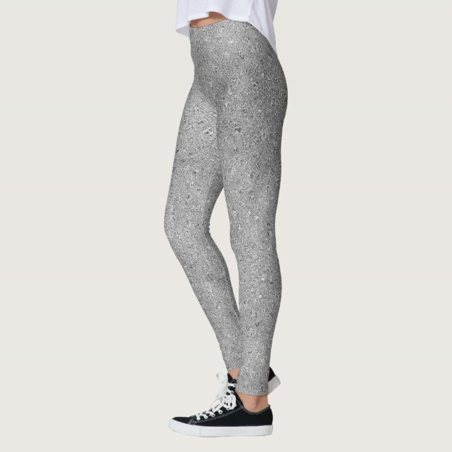 Chic Silver Glitter Foil Sparkle Leggings (Left)