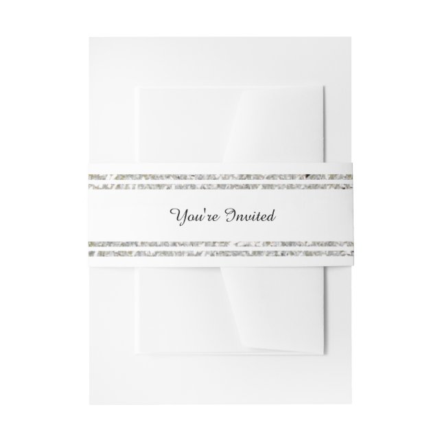 Chic Silver Glitter Trim - Belly Band Invitation Belly Band (Front Example)