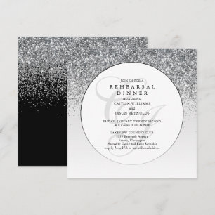 Chic Silver Glitter Wedding Rehearsal Dinner
