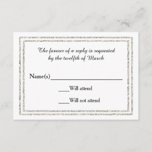 Chic Silver Glittered Trim - RSVP Card