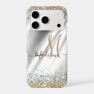 Chic silver Gold faux glitter monogram