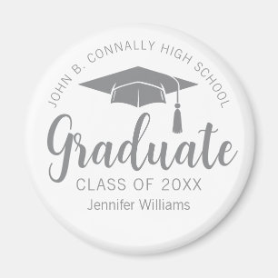 Chic Silver Grey Graduate Customised Graduation Magnet