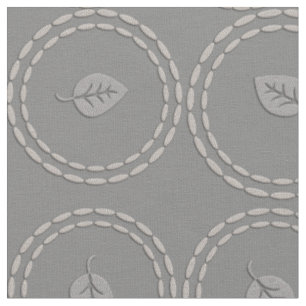 Chic Silver Grey Leaf Pattern Fabric