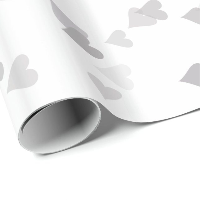 Chic Silver Hearts Confetti Gift Wrap (Roll Corner)