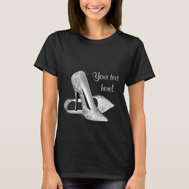 Chic Silver High Heel Shoe T-Shirt (Front)