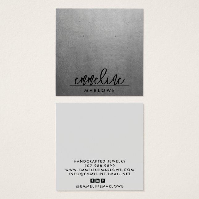 Chic Silver Modern MinimalBlack Earring Jewellery (Front & Back)