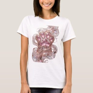 Chic Silver PINK JEWELRY PAW 3D Text Art T-Shirt