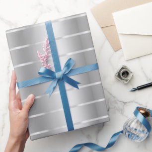 Chic Silver Ribbon Bow Bridal Shower Wrapping Paper
