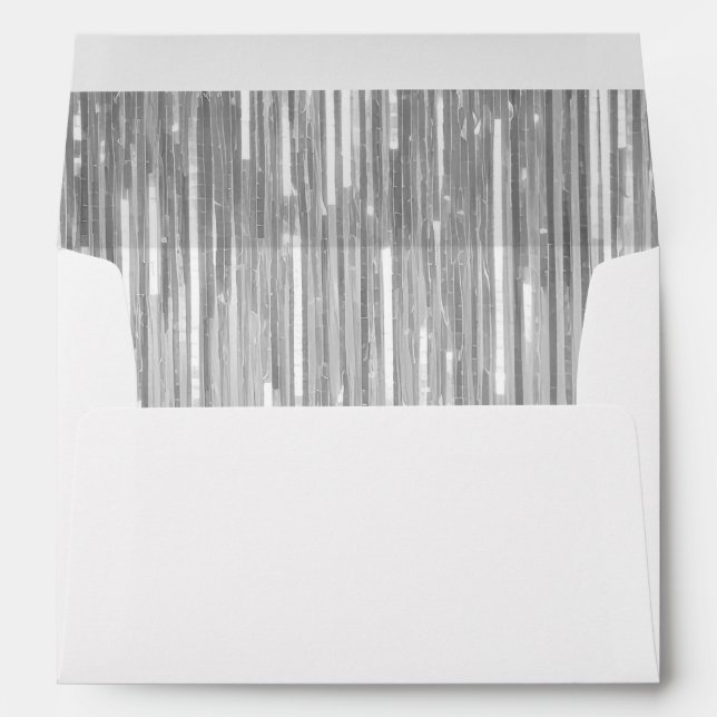 Chic Silver Tinsel Stripes Envelope (Back (Bottom))