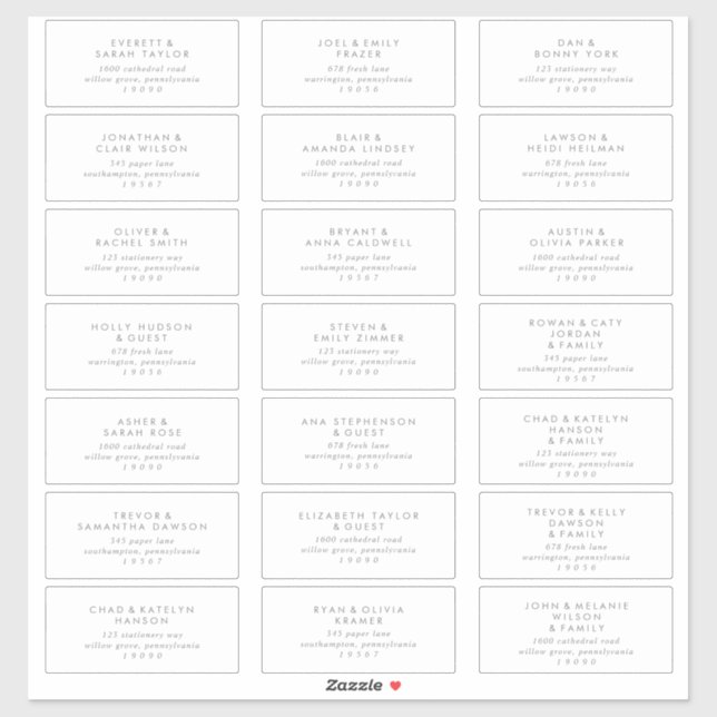 Chic Silver Typography Wedding Guest Address Label (Sheet)