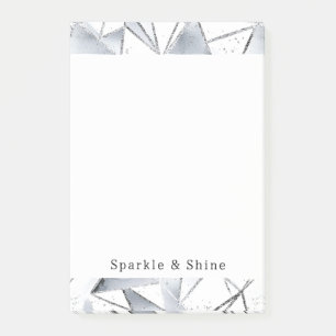 Chic Silver White Triangles   Post-it Notes