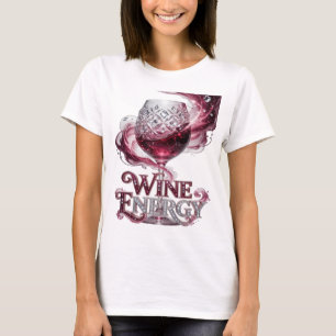 Chic Silver WINE ENERGY 3D Text Art T-Shirt