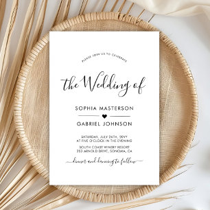 Chic Simle Modern Calligraphy Script Heart Wedding Invitation