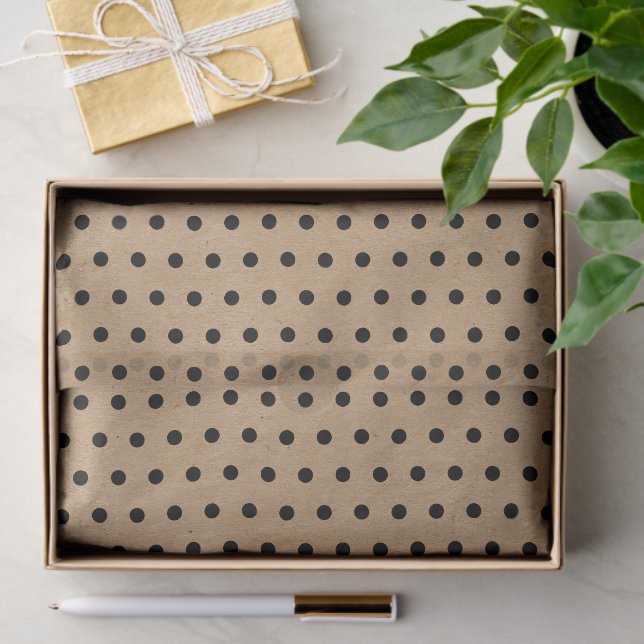 Chic Simple Black Dots On Rustic Faux Brown Kraft Tissue Paper (Gift)