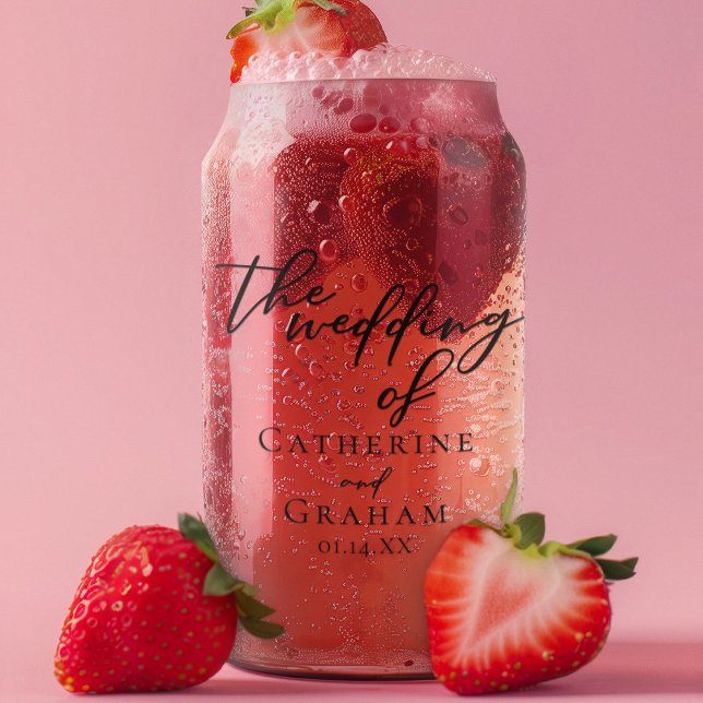 Chic Simple Black Script Wedding Keepsake Can Glass (Creator Uploaded)