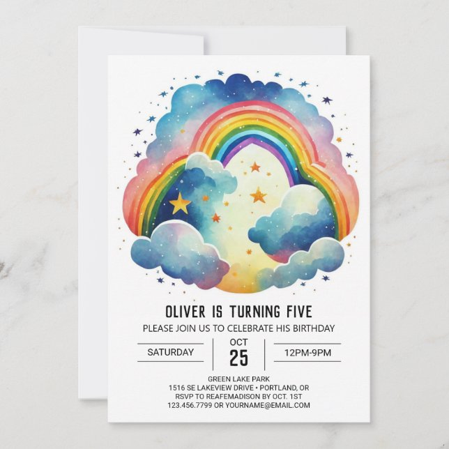 Chic Simple Clouds Birthday Invitation (Front)