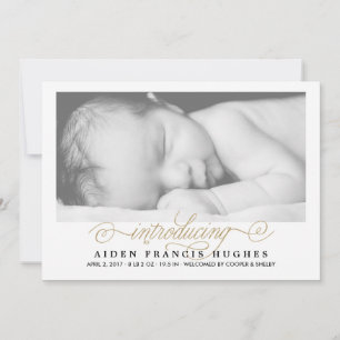 Chic & Simple Glitter Photo Birth Announcements