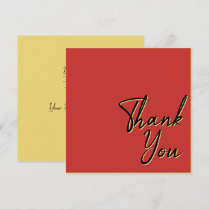 Chic Simple Gold Red and Black Text Thank You Card