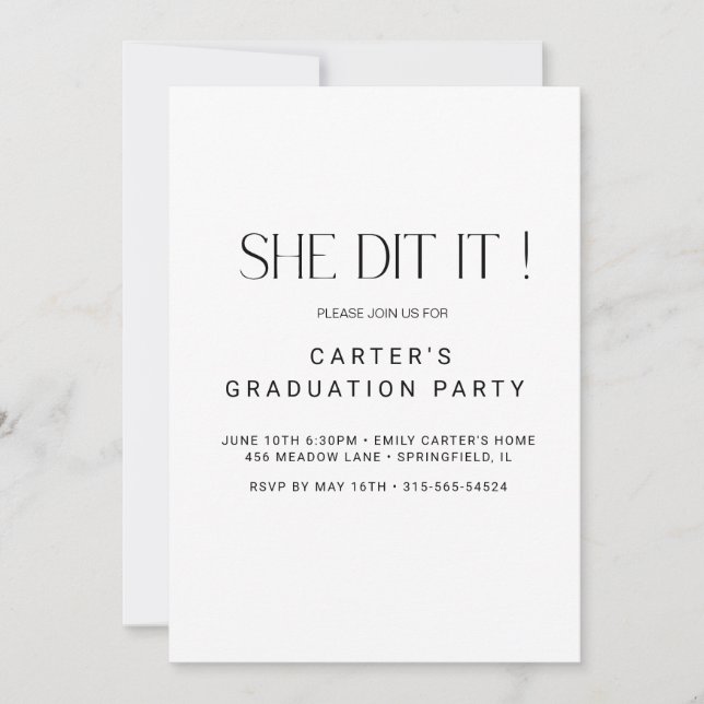 chic simple grd,Elgante Minimalist black and white Invitation (Front)