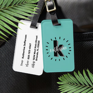 Chic Simple Initial Monogram Luggage Tag