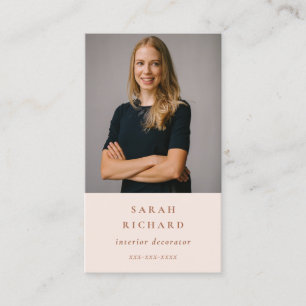Chic Simple Minimal Blush Rose Professional Photo Business Card