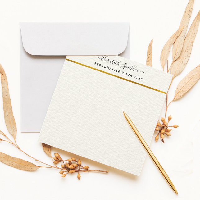 Chic Simple Minimal White Gold Personal Stationery Card (Creator Uploaded)