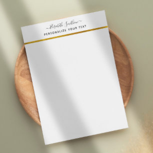 Chic Simple Minimal White Gold Personal Stationery Custom Letterhead
