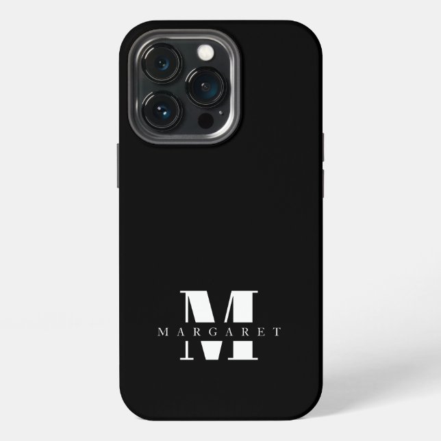 Chic Simple Minimalist Bold Letter Monogram Name iPhone Case (Back)