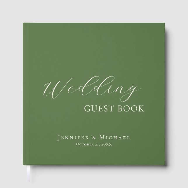Chic Simple Minimalist Modern Plain Wedding Guest Book (Front)