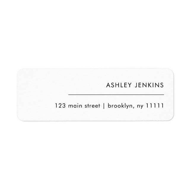 Chic Simple Minimalist White Return Address Label (Front)
