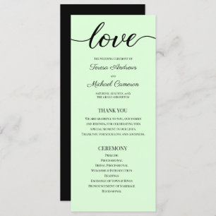 Chic Simple Mint green Wedding Love Script Programme