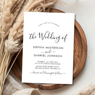 Chic Simple Modern Calligraphy Script Wedding Invitation