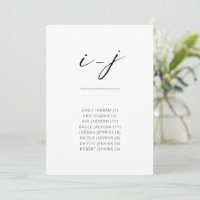 Chic Simple Modern Script Alphabetical Seating I-J