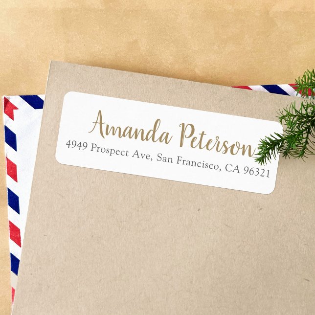 Chic Simple Modern Script Gold Return Address (Creator Uploaded)