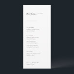 Chic   Simple Modern Script Wedding Menu<br><div class="desc">These simple, modern menus will be the perfect complement to the place settings at your reception! The handwritten script heading paired with serif and sans-serif fonts give these menus a classic, clean look. Personalise the menus with your wedding menu items and the couple's name and wedding date on the bottom....</div>