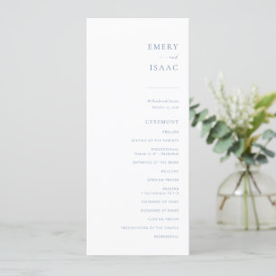 Chic + Simple Modern Script Wedding Program   Blue Menu