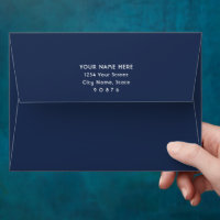 Chic Simple Navy Blue and White Return Address
