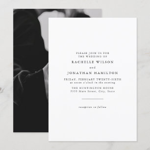 Chic Simple Photo Black White Monogram Wedding Invitation