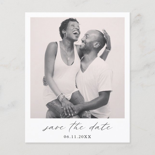 Chic Simple Photo Budget Wedding Save The Date Flyer (Front)