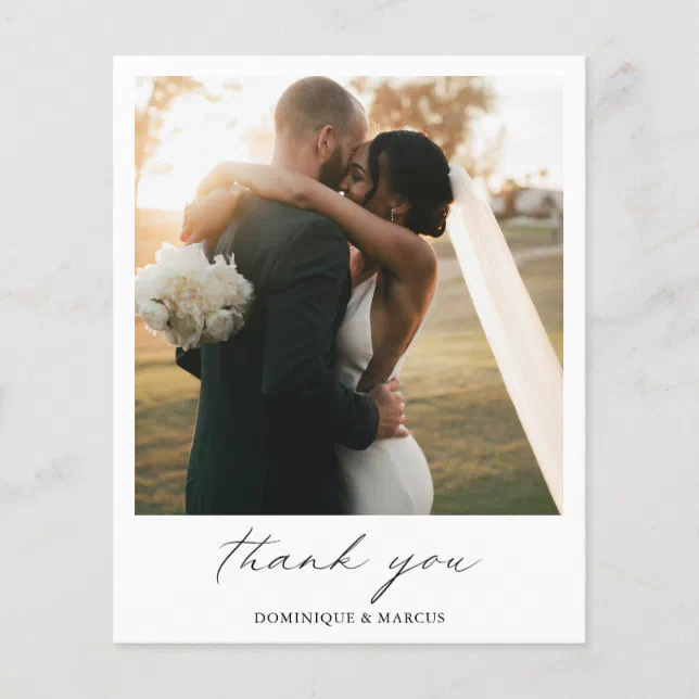 Chic Simple Photo Budget Wedding Thank You Card Zazzle