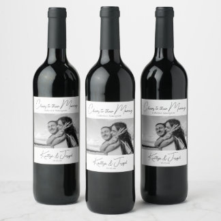 Chic Simple Photo Modern Typography  Wine Label